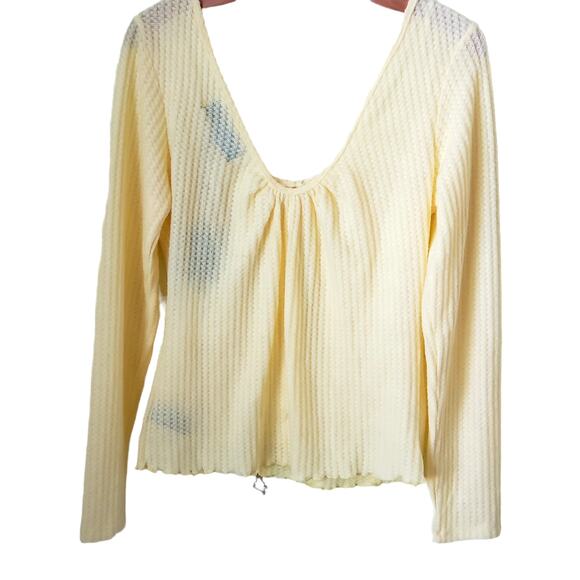 NWT Kendall + Kylie Yellow Waffle Knit  Top Large - Picture 8 of 13